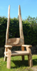 Oak throne, curved benches and a ‘walk the plank’, bench